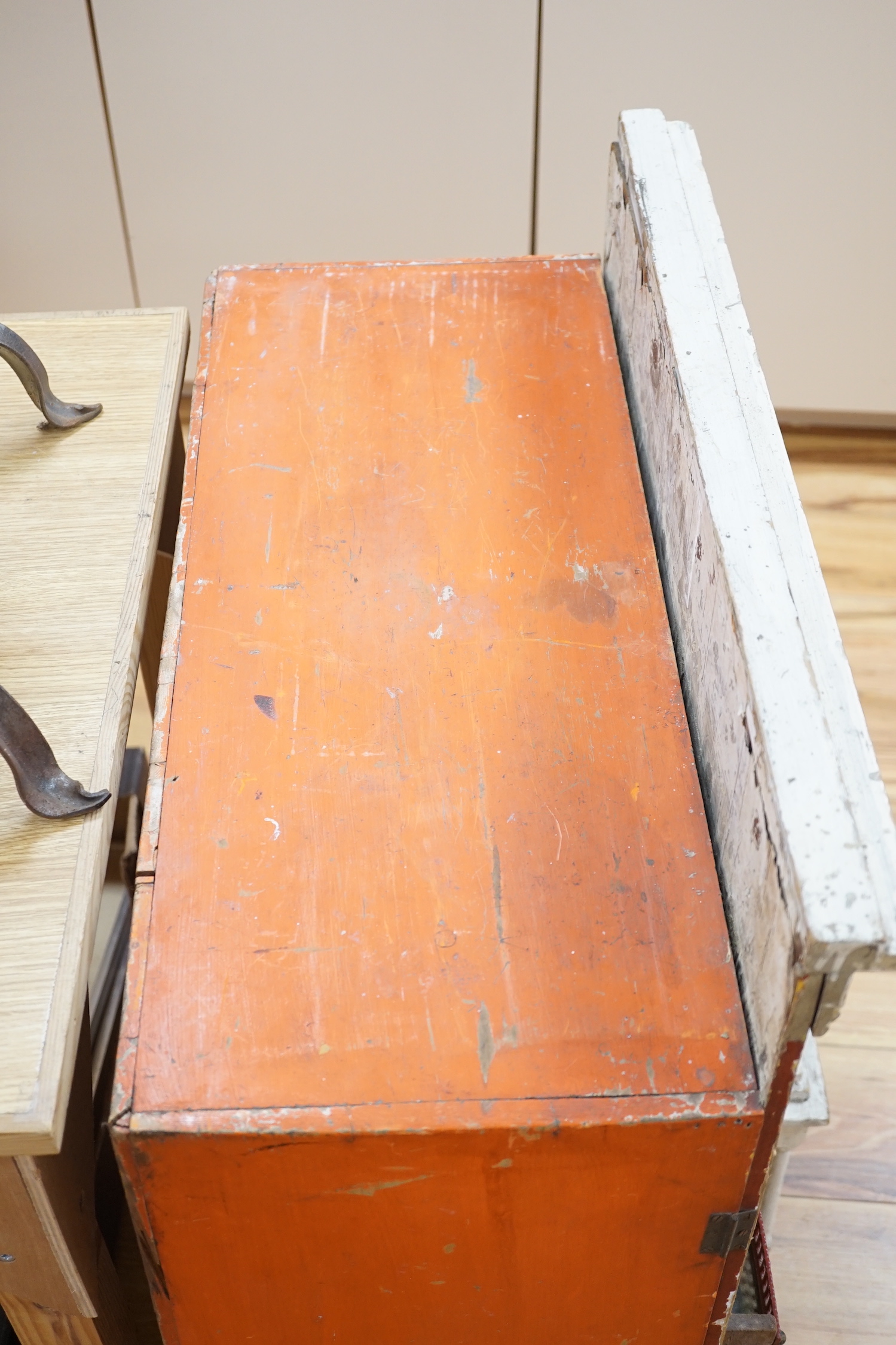 A 19th century doll's house, box back, attributed to Silber and Fleming